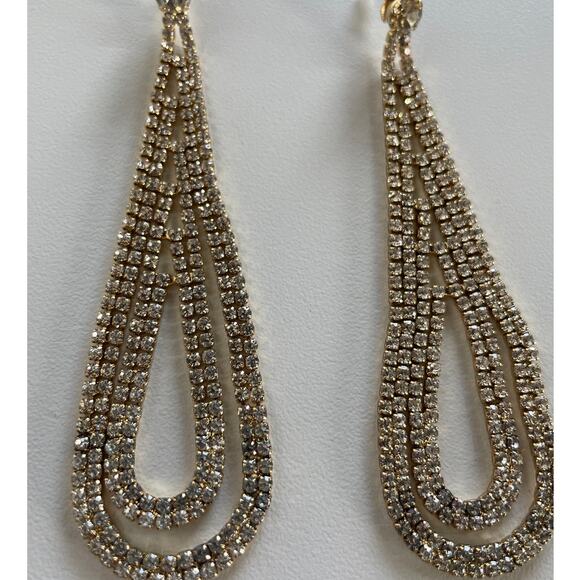 Ettika Earrings Womens Jewelry Gold Drop Rhinestone Revolve Statement Dangle - Picture 5 of 8